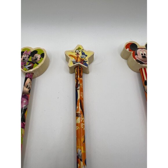 Set Of 3 VTG Disney Pencils W Eraser Toppers Mickey &‎ Minnie Mouse Donald Goofy - Picture 5 of 10